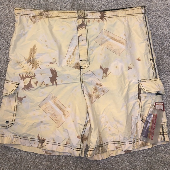 Caribbean Joe Yellow & Brown Swim Trunks sz XL - Picture 5 of 10